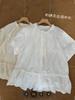 1116 Summer New Women's Round Neck Japanese Cotton Shirt Loose Shirt Embroidery Literary Style Mori Women's Clothing Age Reduction