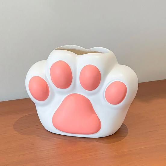 Cat Paw Vase Soft Enamel Artistic Flower Arrangement Vase TV Cabinet Home Living Room Decoration Accessory