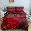 Floral Duvet Cover Set Full Size 3D Red Rose Bedding Set Microfiber Romantic Flowers Quilt Cover Wedding Valentine's Day Decor