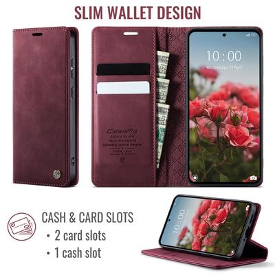 För Xiaomi Poco M8 Pro 5G/Redmi Note 15 Pro+ 5G (Global) Fodral CASEME 033-serien RFID-blockerande Plånbok Stöd Kalvtextur Läder Telefonfodral
