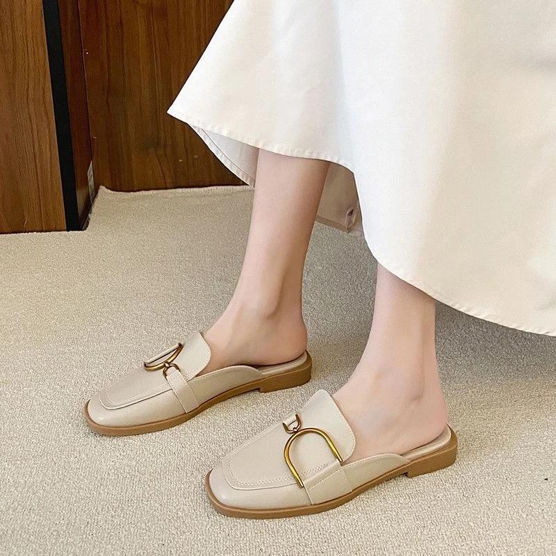Fashion Flat Black Mules Shoes for Women On Offer Summer Sandals 2025 Comfortable and Elegan H Sandal Luxury Non Slip 39 Woman Slippers