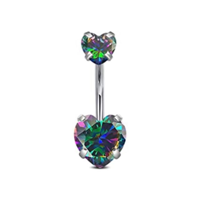 Anello Ombelico a Forma di Cuore Ornamento Goccia d'Acqua 14G Bilanciere Piercing Ombelico Pendente Belly Nombril Piercing Gioielli Donna