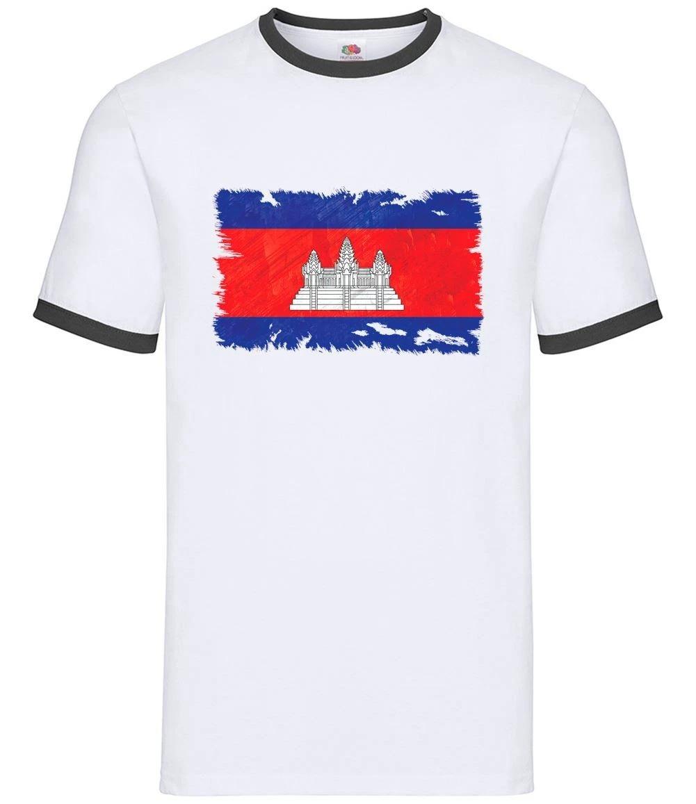 Cambodia Flag - Mens Ringer - Phnom Penh Country Travel Flags Asia XL