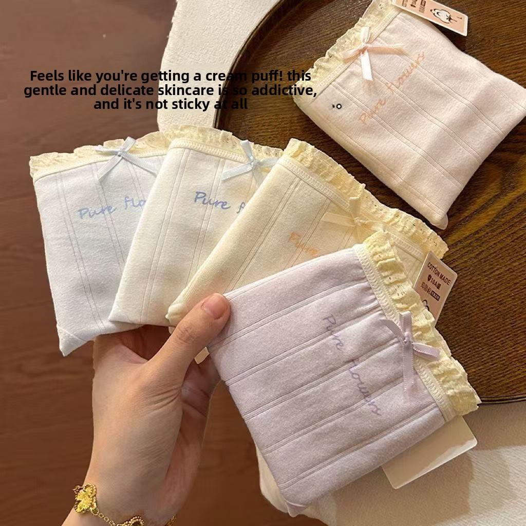 Female Spring and Autumn Sweet Bow Lovely Pure Cotton 10A Antibacterial Crotch Triangle Panties