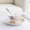 Keramická zlatá intarzovaná čajová konvice a šálek Mramorování Fialové Nádobí Evropa Keramický hrnek Cukřenka Smetanová Nádobí na odpolední čaj