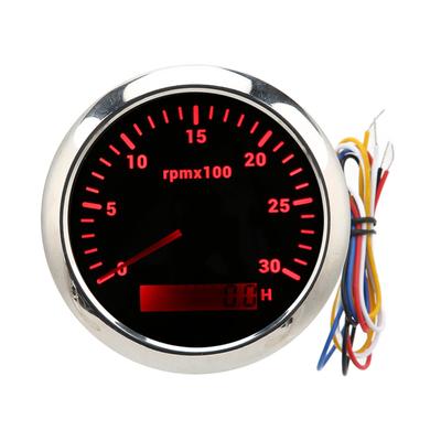 Contagiri 85mm 3000 Giri/min con Contatore Ore Retroilluminazione Rossa CC 9‑32V per Auto Camper Barca Marina Yacht
