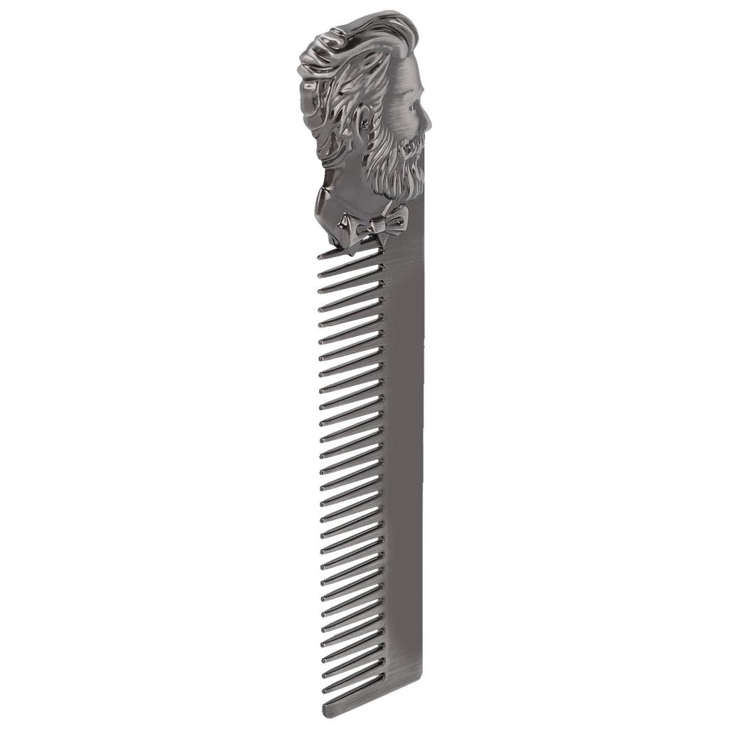 Pettine per Capelli e Barba in Lega di Zinco Portatile Incisione Tridimensionale Vintage per Salone di Bellezza Casa