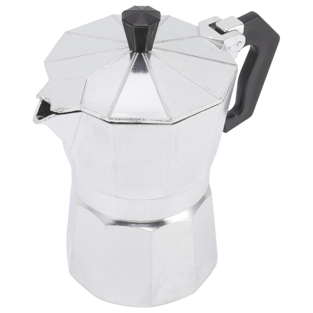 Moka Pot 150ml Aluminium Octagonal Household Heating Rustic Style Silver Camping Coffee Makers for Office