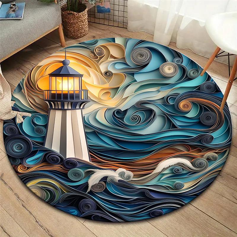 Beautiful Scenery Round Area Rug,Carpet Rug for Living Room Bedroom Sofa Playroom Decor,Non-slip Floor Mat