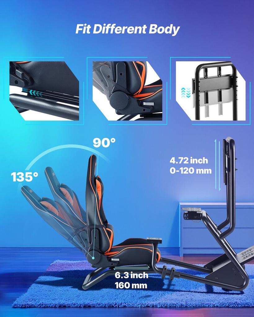 Racing Wheel Stand, Heavy-Duty Simulator Cockpit Steering Wheel Stand with Monitor Stand, Fit Logitech G25,G27,G29,G920,G923, Thrustmaster T300RS,TX