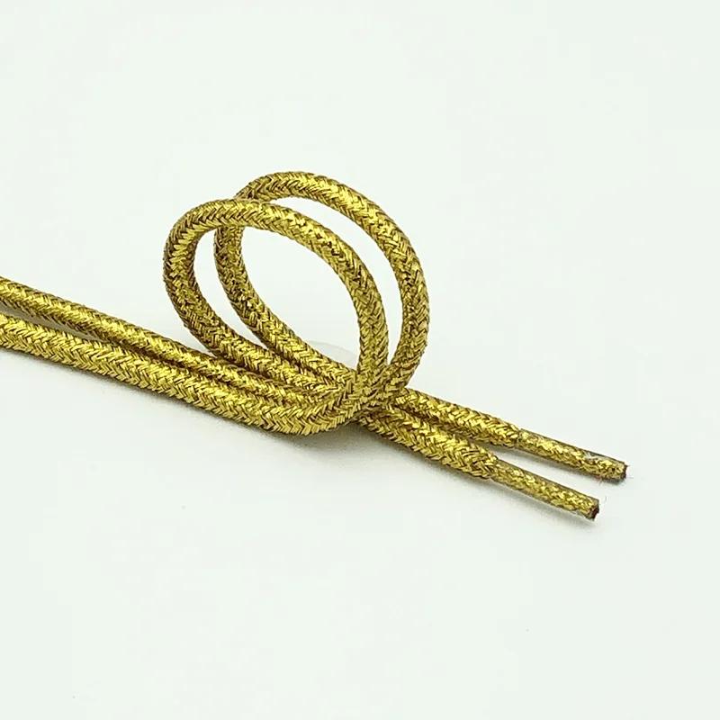 Round Shiny Metallic Glitter Shoelaces Gold Silver Silk Shoe Laces Canvas Casual Colorful Gradient Sneakers Shoelace