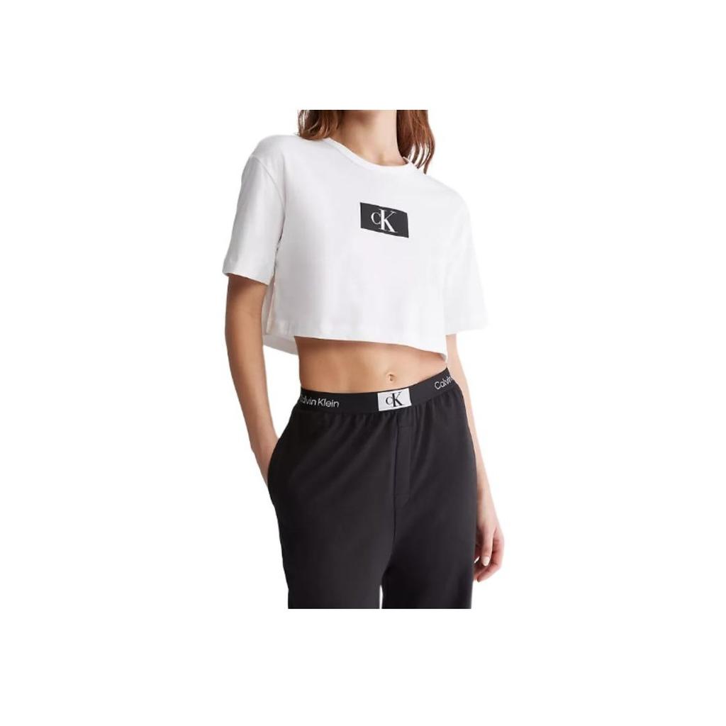 Calvin Klein Ck96 Series Color Block Letter Pattern Printed Round Neck Pullover Short Sleeve Top Women tops White QS6946-110