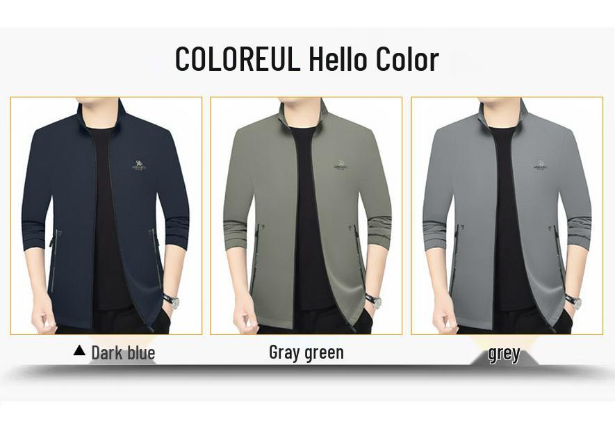 2025 Spring Men's Casual Stand-up Collar Jacket - Fashionable and Versatile for Dad