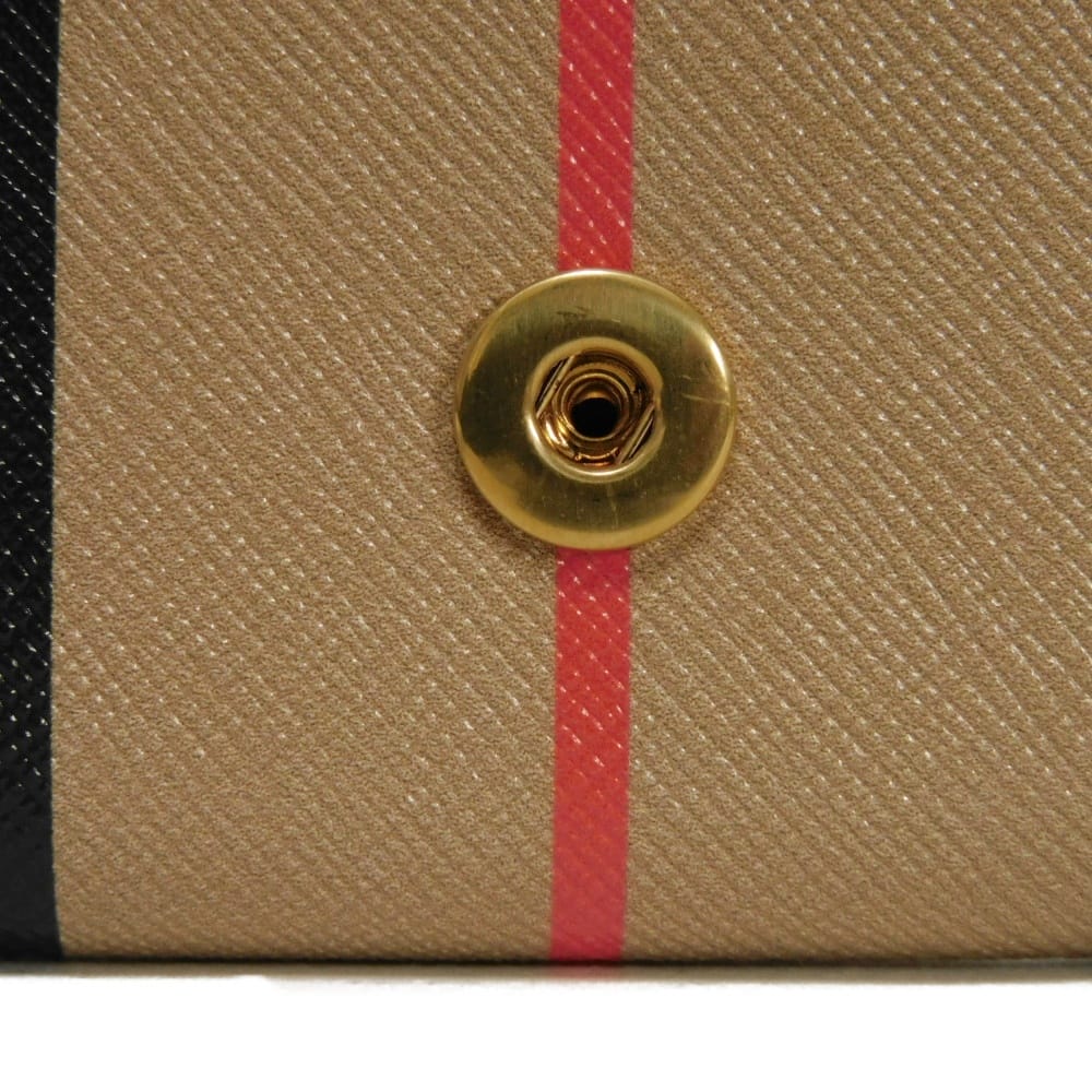 Used 11033 Icon Stripe Continental Wallet 8026001 7940 Nova Check Embossed Logo Logo Foil Stamp Beige Unisex from Japan