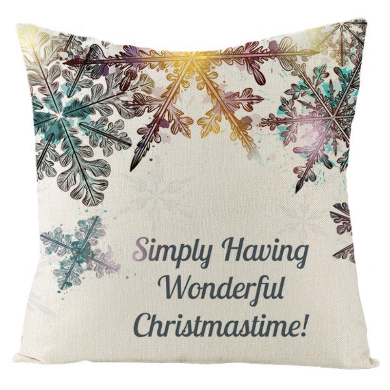 New Christmas Snowman Christmas Tree Linen Pillow Cover Festive Home Sofa Pillow Cover