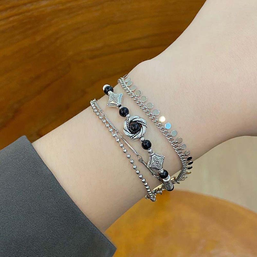 Tassel Retro Multilayer Bracelet Delicate Beads Bangles Vintage Ethnic Style Bracelet  Lady
