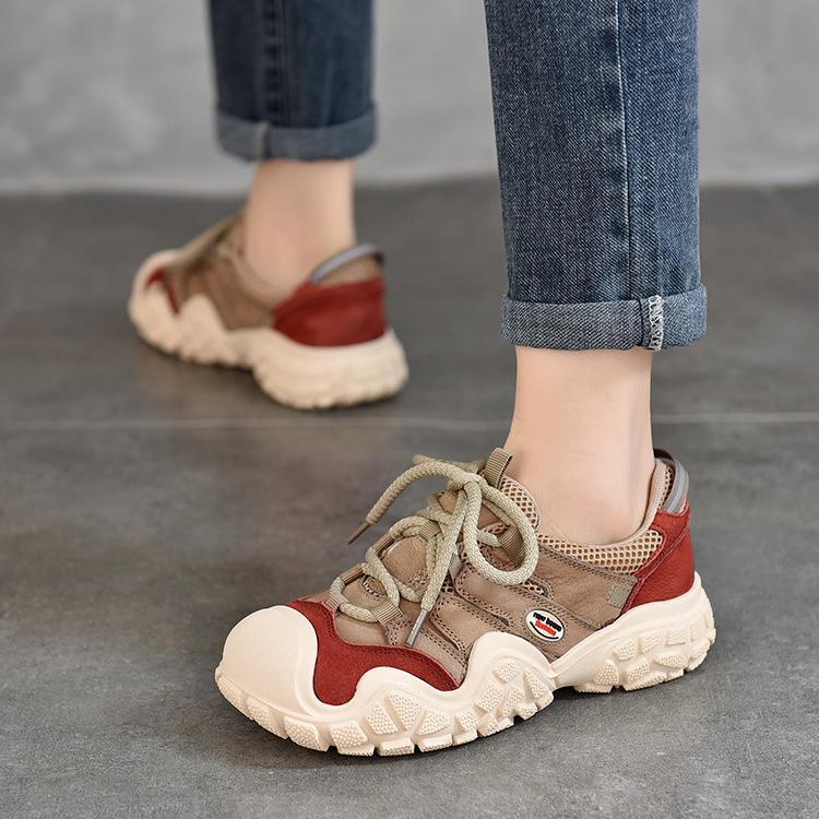 Johnature Pantofi sport din piele naturală pantofi cu șireturi pantofi damă din piele de vacă ocazional și versatili