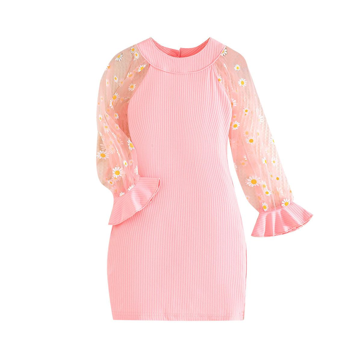 

Элегантное маленькое сетчатое платье-лотос с рукавами Daisy для девочек, летнее детское модное повседневное платье 7Y