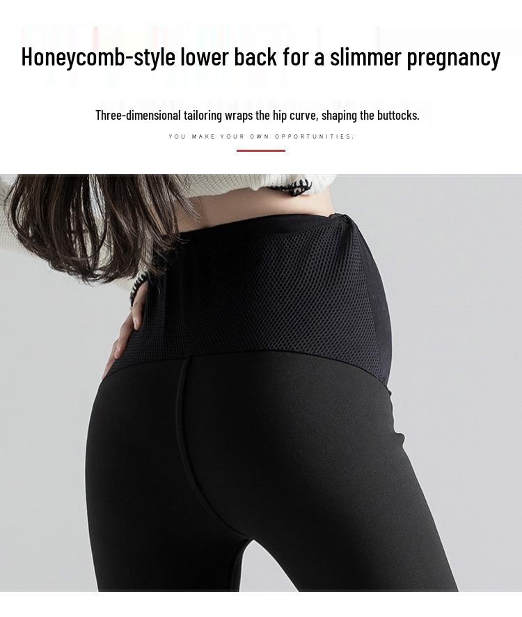 Maternity Sharkskin Leggings: Butt-Lifting, Velvet-Lined, No-Belly-Tightness Yoga Pants for Autumn & Winter.