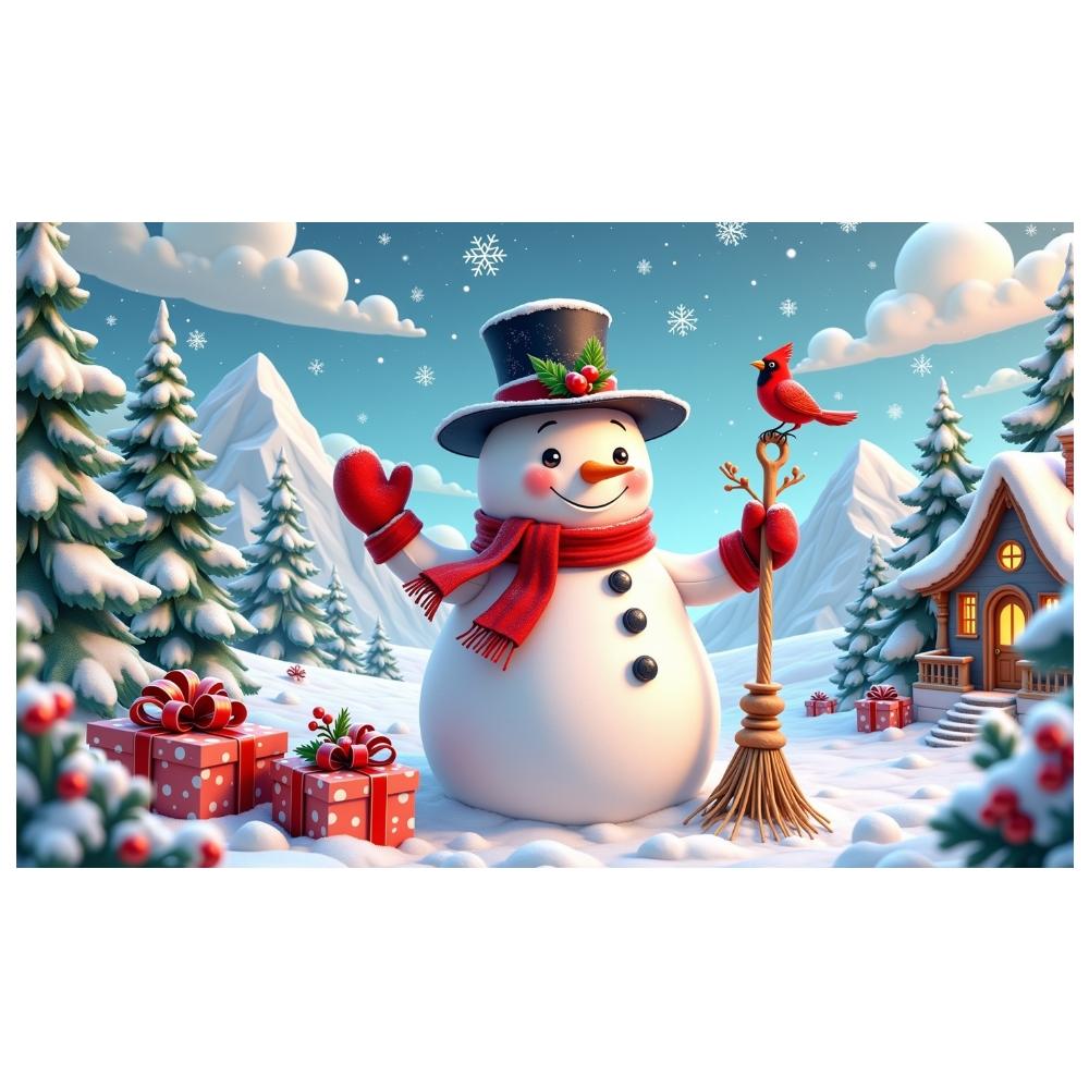 Christmas Tree Backdrop Gift Boxes Print Snowman Banner Snowman Display Christmas Tree Decor Xmas Background For Festive Winter
