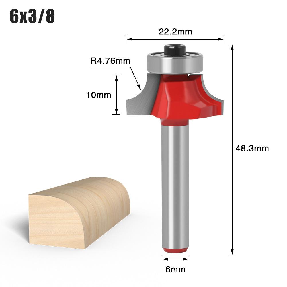 Woodworking Bearing Round Corner Cutter Trimming Machine Cutter Head Chamfering Slotting Engraving Woodworking Cutter Gong Cutter 1/4 Handle 6 Handle