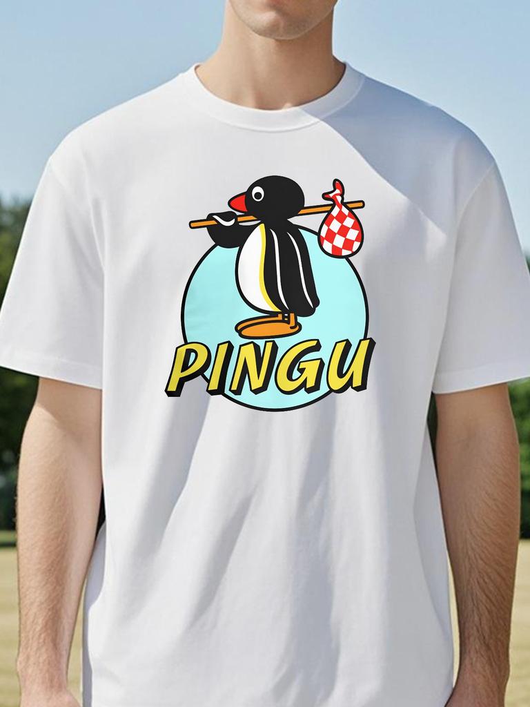 Pingu Graphic T Shirt Penguin Character Catchphrase Noot Noot Cartoon Top For Casual Wear Summer Unisex Unisex Short Sleeve Tee