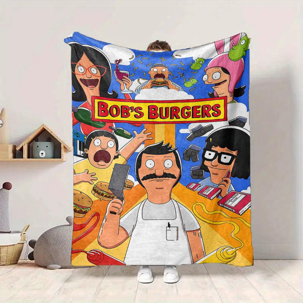1pc Bob’s Burgers Cozy Print Blanket Lightweight Warm Flannel Throw Blanket For Sofa, Bed, Living Room