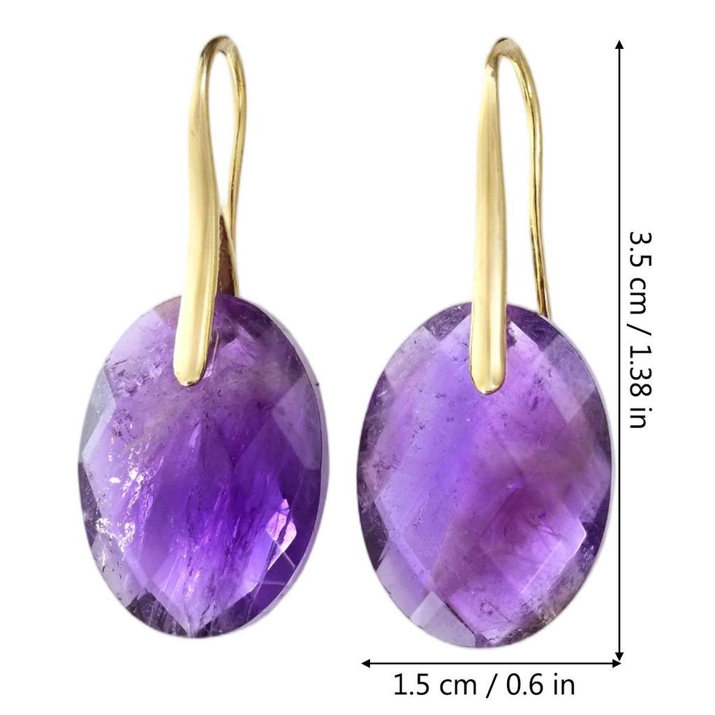 Faceted Amethyst Water Drop Earrings – High-End Natural Stone Jewelry for Women