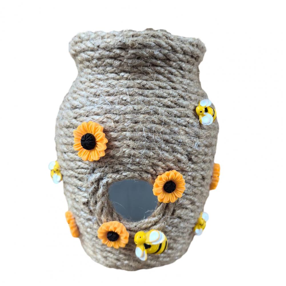 Farmhouse Bee Ornament Honey Pot Vase with Bee Sunflowers Natural Jute Rope Twine Flower Vase Farmhouse Table Centerpiece Party