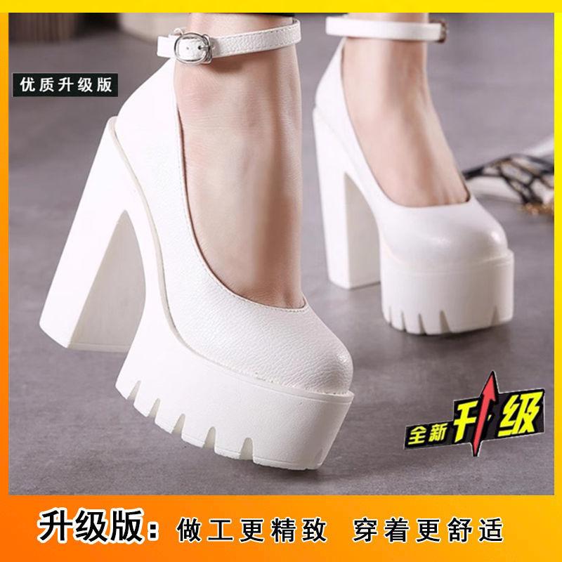 Duży rozmiar buty na pojedynczej podeszwie damskie nowe 14CM obcasy model cheongsam wybieg moda wodoodporny blat pasek z klamrą w jednym pasku damskie