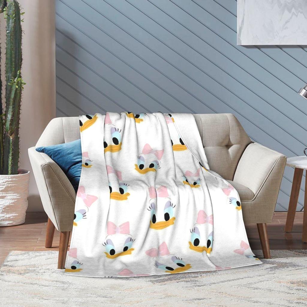 Funny Cute Daisy Duck Blanket Multiple Sizes Warm Cozy Fluffy Throw Blankets for Sofa Couch and Bed