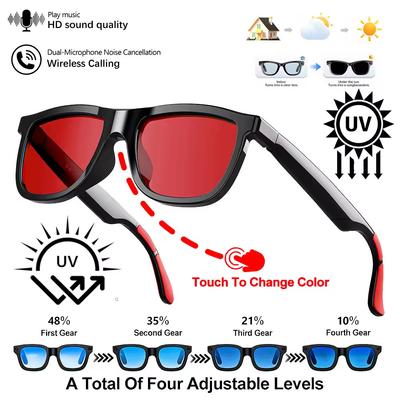 2026 Multifunktionale Smarte Audio-Brille Touch-Steuerung Farbwechselnde Gläser Bluetooth-Sonnenbrille KI-Übersetzung Dual-Mikrofon Geräuschunterdrückung Musikwiedergabe