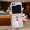 Cartoon Astronaut Pattern Phone Case For Samsung Galaxy Z Flip 6 5 4 3 5G Flip6 Flip5 Flip4 Metal Buckle Folding Silicone Cover