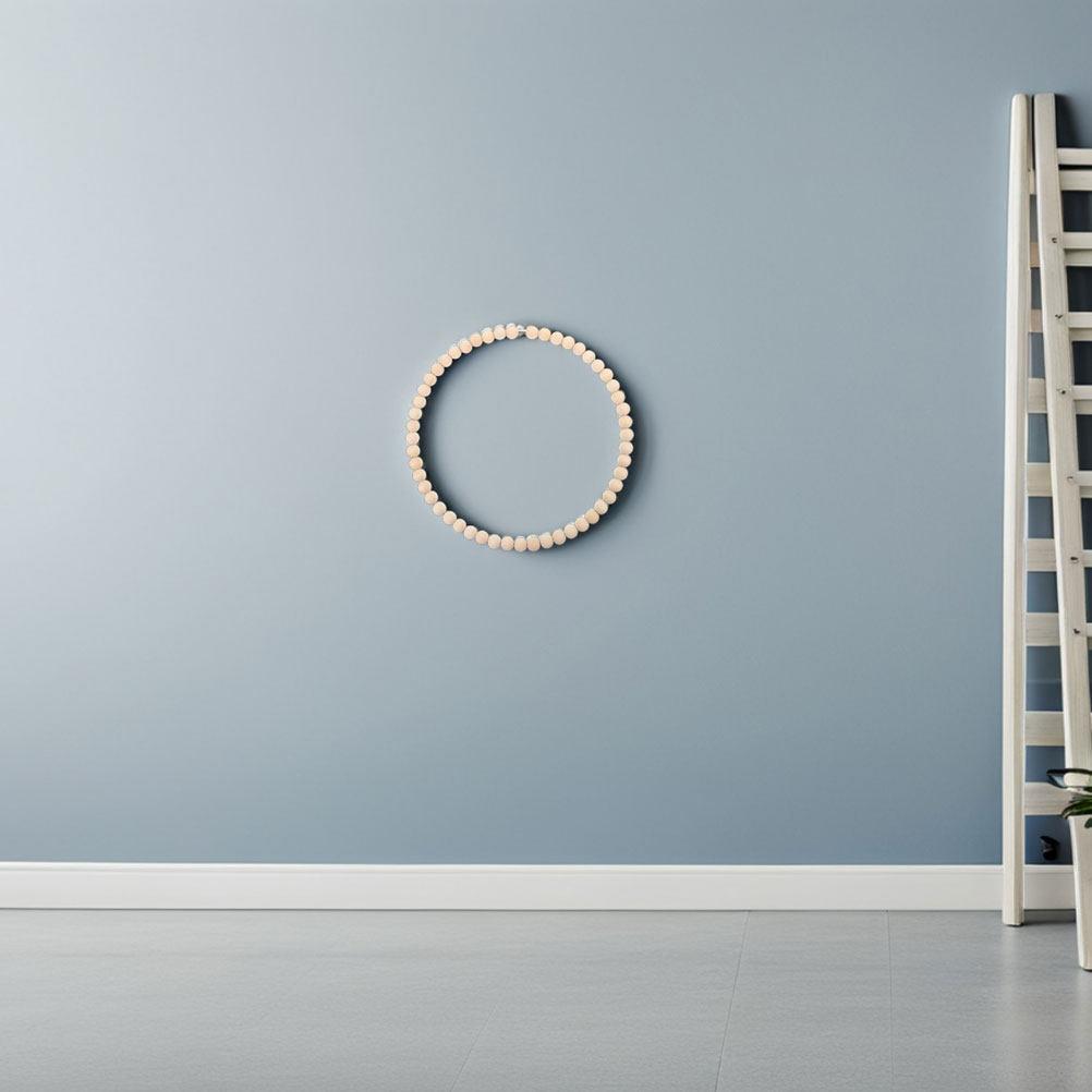 Wood Bead Accent Wreath DIY Craft Kit with Metal Hoop Natural Rustic Home Decor for Wedding Ceremony Boho Style