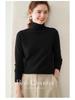 High-End Women's Loose Fit Cashmere Turtleneck Sweater with Rolled Edge