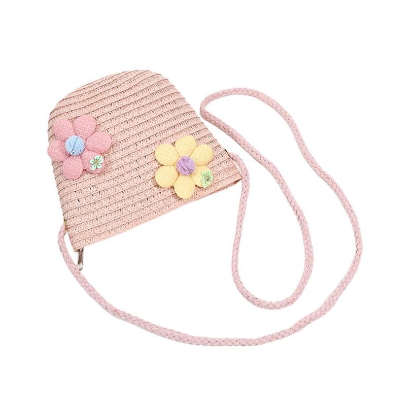 Cute Girls Kids Mini Straw Beach Shoulder Bag Lightweight Summer Crossboy Purse Small Wallet Handbag
