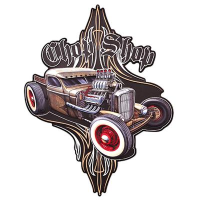 [A3217] - Retro Metal Sign 'Chop Shop' Brown Black - 46x35 Cm