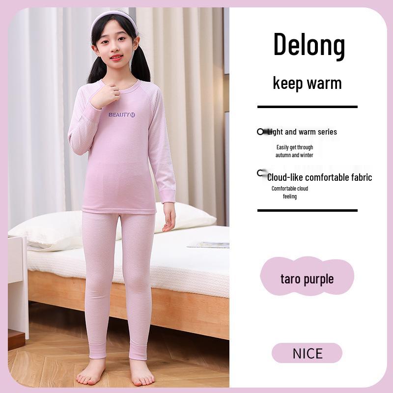 Kids' Raglan Color Block Long Sleeve Pajama Set - Autumn/Winter Warm Underwear for Boys & Girls