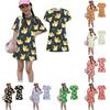 Girls Loose Fit Short Sleeve Dress Lightweight Round Neck Casual Dress with Animal Print Comfortable Summer Dress for Kids