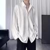 Men's Black Loose-Fit Long Sleeve Shirt - Trendy Spring/Summer/Autumn Casual Wear with Ice Silk Comfort
