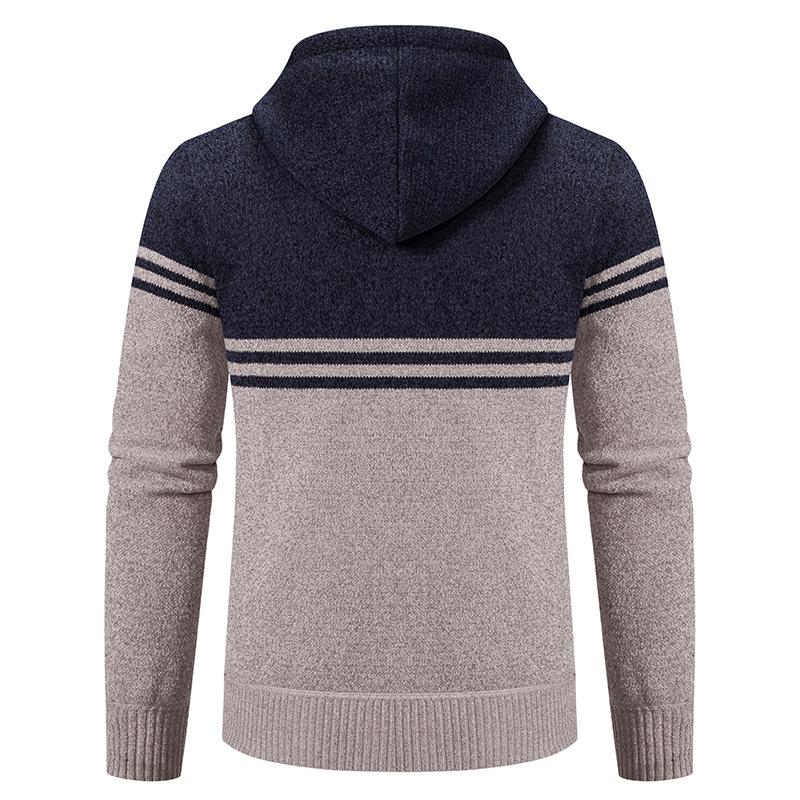 Men's Cardigan Knitted Sweater Autumn and Winter Hooded Thickened Men's Korean Sweater Jacket Warm