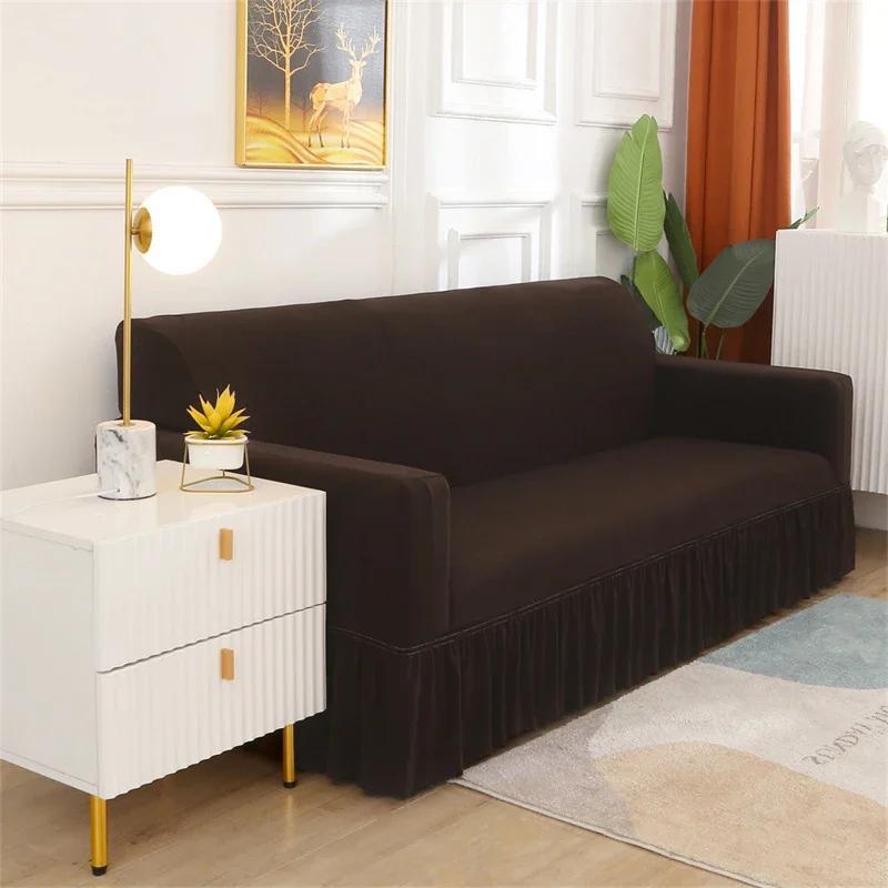 Printed Sofa Cover with Skirt All Inclusive Elastic Dustproof Sofa Covers for Living Room Multiple Color To Choice 1-5 Seater