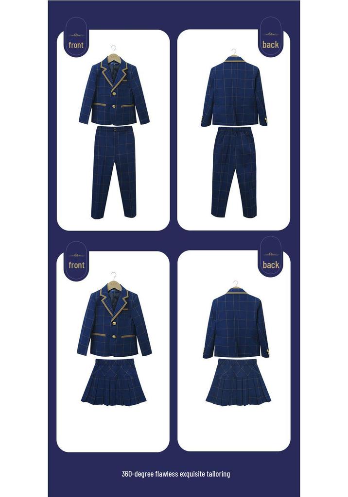 British Academy Style Girls' Pleated Skirt Uniform Set