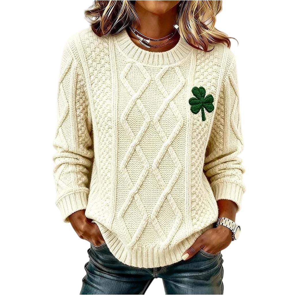 Damen Pullover mit Rundhalsausschnitt und langen Ärmeln