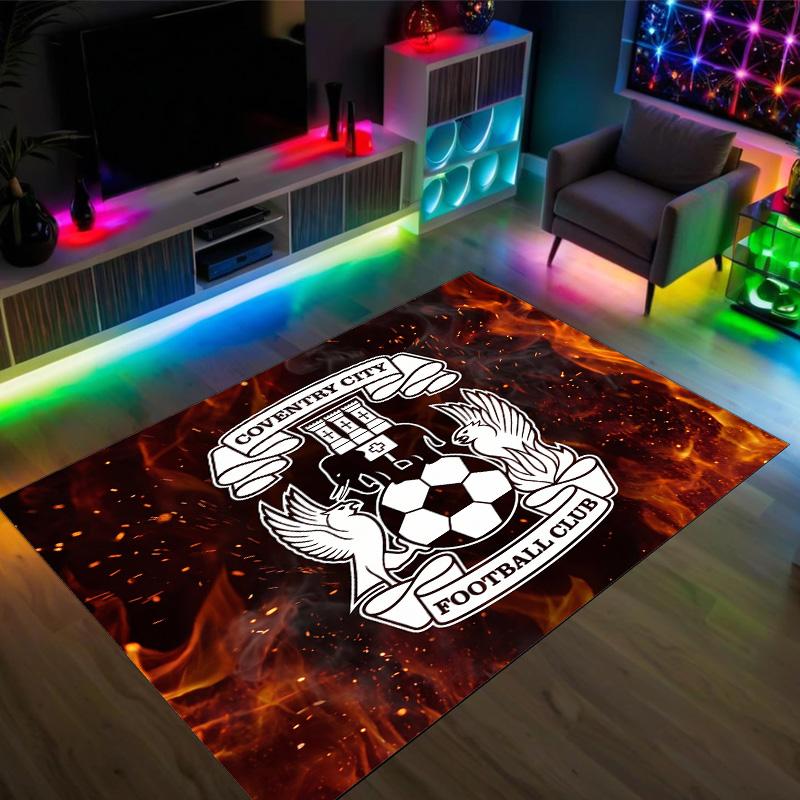 Coventry City Football Design Crystal Velvet Carpet Cozy Non?Slip Printed Rug For Bedroom Living Room Entrance
