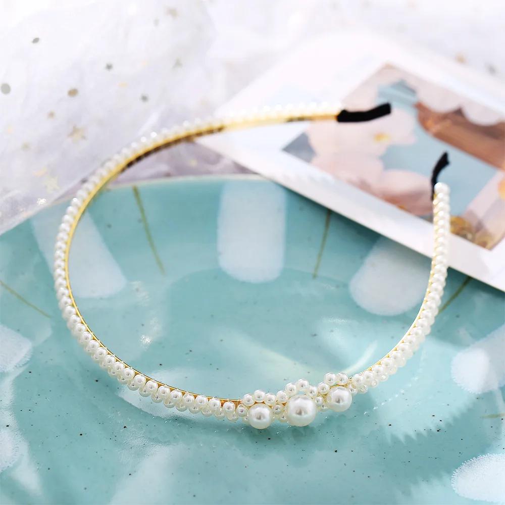Modyle Fashion Full Pearl Hairbands Elastic Flower Women Hair Hoop Bands Headband Bezel Girls Hair Accessories Headdress