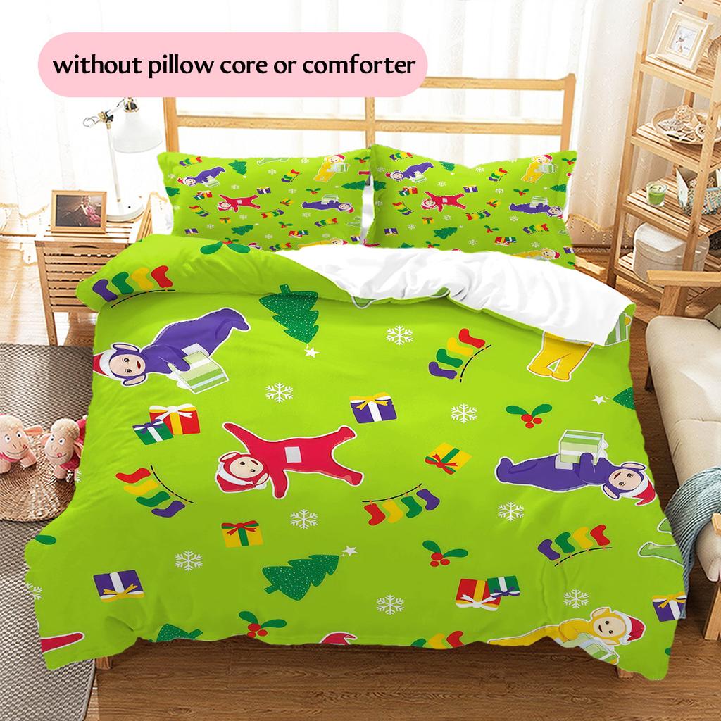 Teletubbies Pattern Bedding Quilt Set  Home Decoration  Gift (1 * duvet cover + 2 * pillowcase  without core)