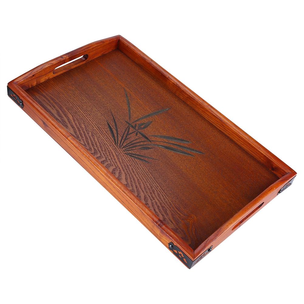 Large Wood Serving Tea Water Drinks Tray Wooden Breakfast Tea Serving Tray With Handle