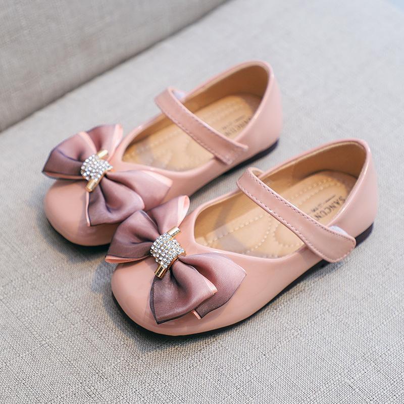 

Newest Children Leather Shoes Girls Princess Performance Dress Baby Toddler Flats Rhinestone Bow Soft Bottom Kids Casual C 25