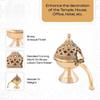 Arzător de tămâie Dhuna Loban din alamă, Arzător de tămâie Dhooni Dhoop Dani rotund, Suport de tămâie din alamă de masă pentru Loban, Dhoop Dani elegant și tradițional